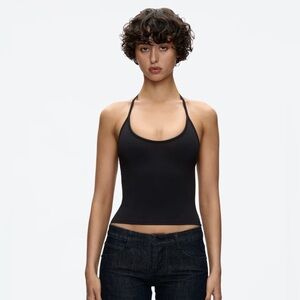 Women's Black Scoop Neck Halter Camisole